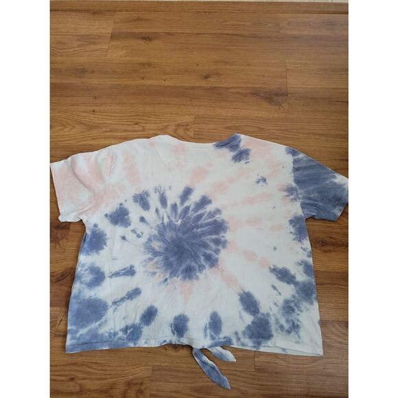 Hollister Must-Have Collection Tie-Front Tie Dye T-Shirt Top - Size M Blue Pink - Picture 3 of 3